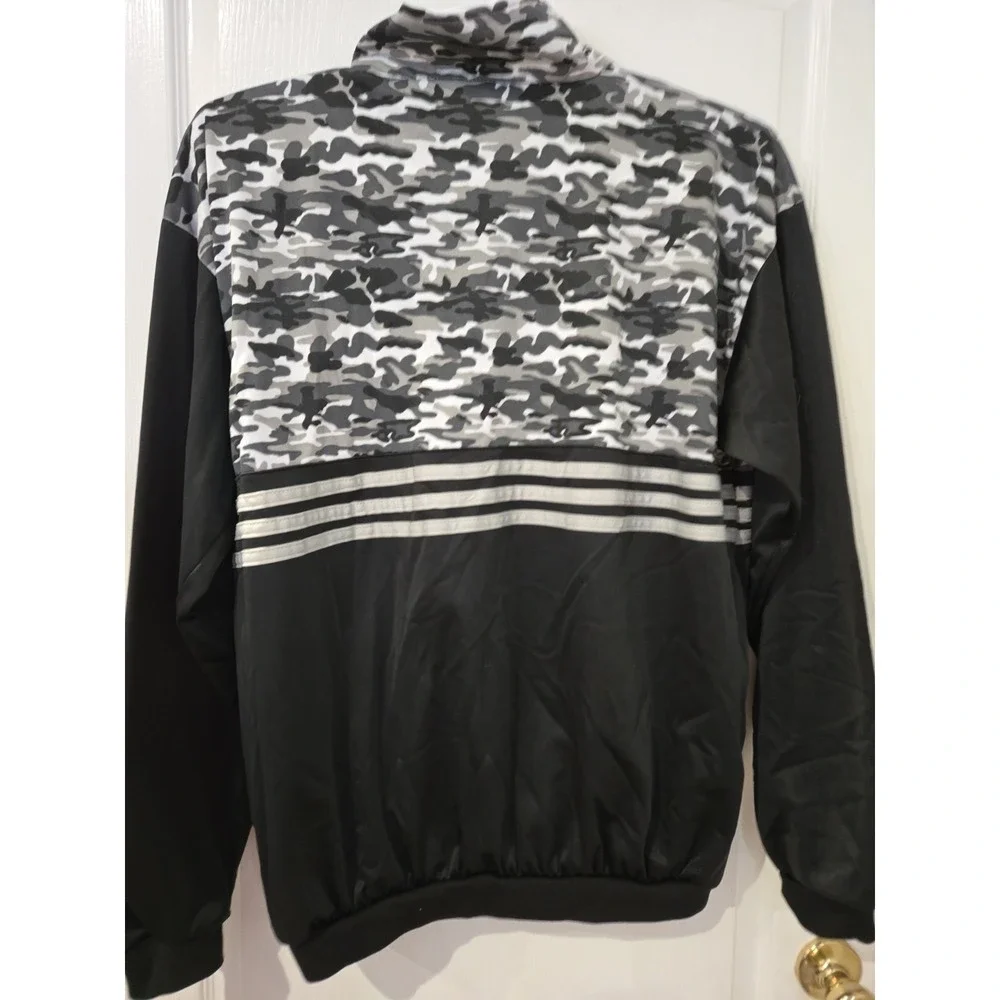 Mens Adidas Essentials Camo Tricot Full Zip Jacket Black Gray White Chest 48